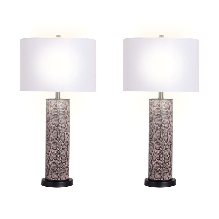 Classy Living Serpent Elegance 1Lt Table Lamp/Set of 2, Black/White