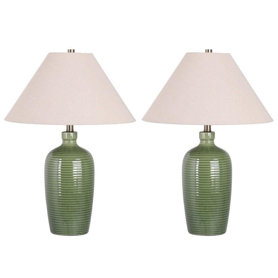 Classy Living Verdant Elegance 1Lt Table Lamp/Set of 2, Grn/Natural - DS-BRL3370