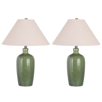 Classy Living Verdant Elegance 1Lt Table Lamp/Set of 2, Grn/Natural - DS-BRL3370