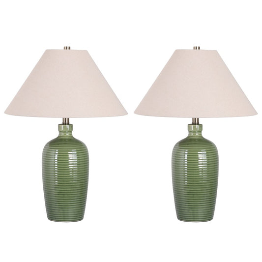 Classy Living Verdant Elegance 1Lt Table Lamp/Set of 2, Grn/Natural - DS-BRL3370
