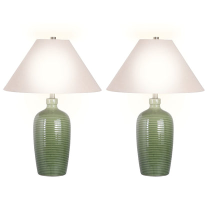 Classy Living Verdant Elegance 1Lt Table Lamp/Set of 2, Green/Natural