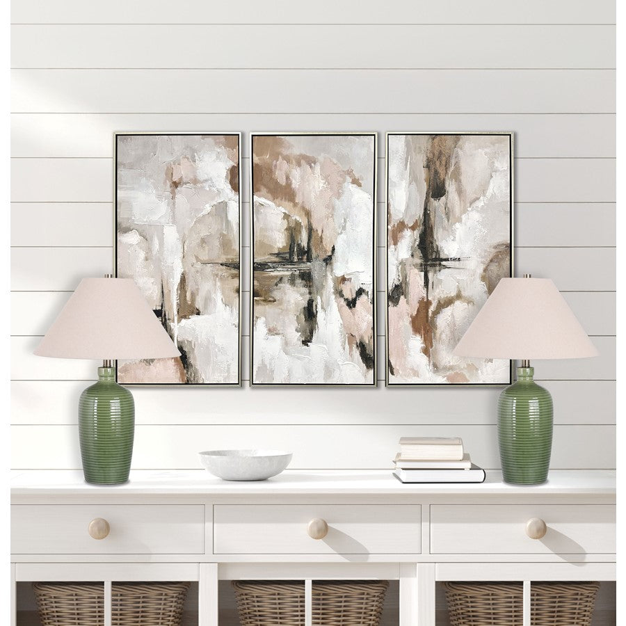 Classy Living Verdant Elegance 1Lt Table Lamp/Set of 2, Green/Natural