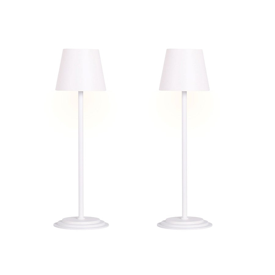 Classy Living Eclipse Aura Recharge LED Table Lamp/Set of 2, White