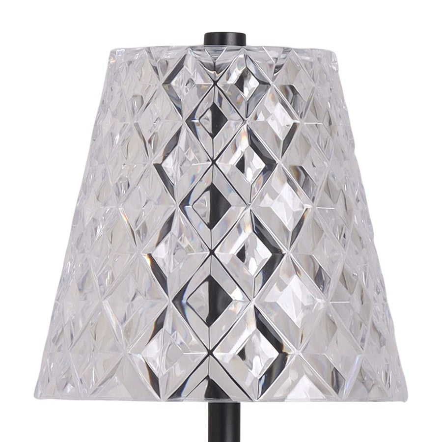 Classy Living Crystal Radiance Recharge LED Lamp/Set of 2, Black/Clear
