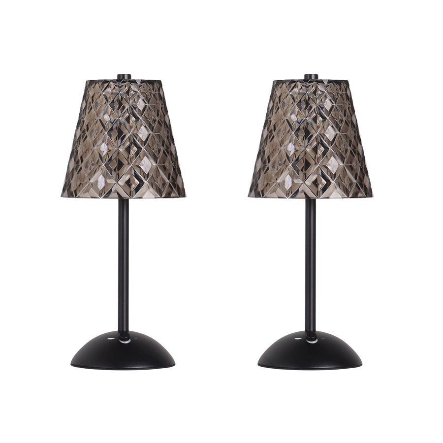 Classy Living Crystal Radiance Recharge LED Lamp/Set of 2, Blk/Sm - DS-BRL3378