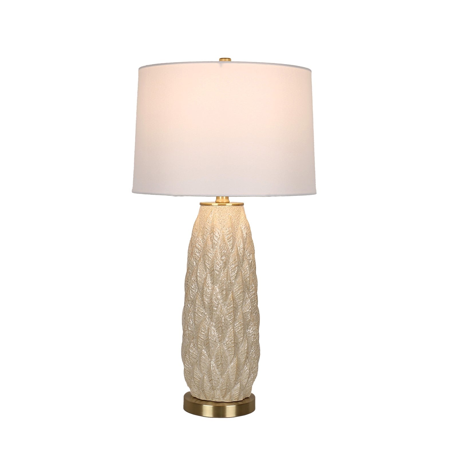 Classy Living Textured Leaves 28"x15" Carved, Beige/Soft Gold