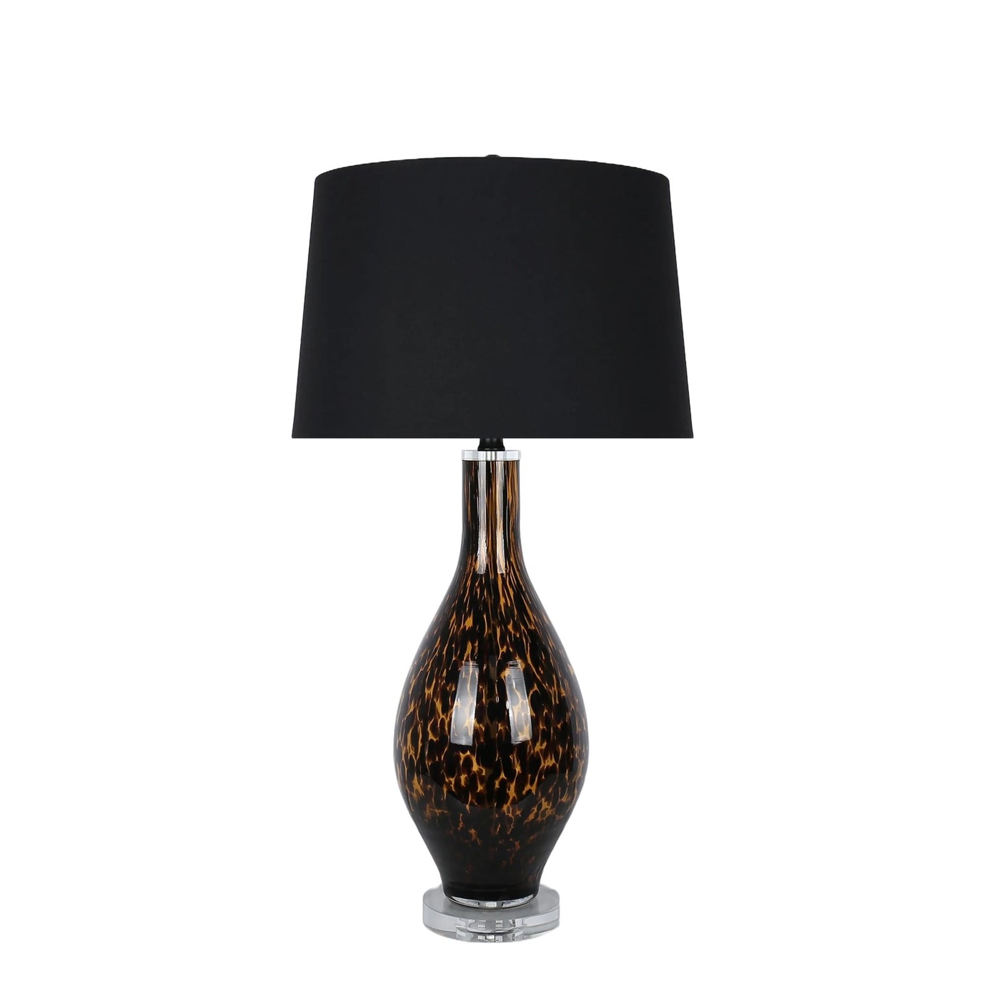 Classy Living Black Speckled Amber Art Glass/Clear Crystal
