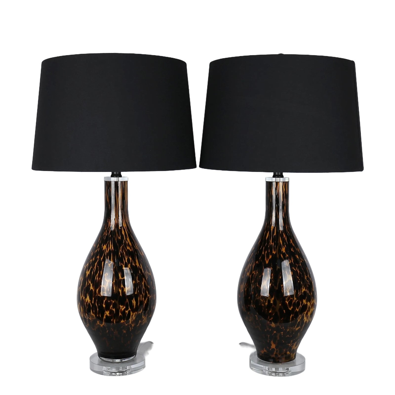 Classy Living Black Speckled Amber Art Glass/Clear Crystal