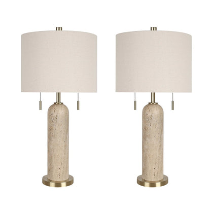 Classy Living Travertine Elegance 2Lt Lamp/Set of 2, Natural/Cream - DS-ECL3282