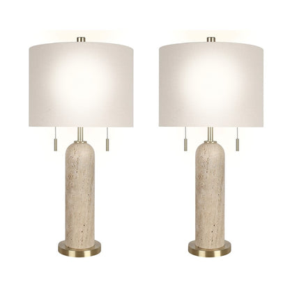 Classy Living Travertine Elegance 2Lt Lamp/Set of 2, Natural/Cream