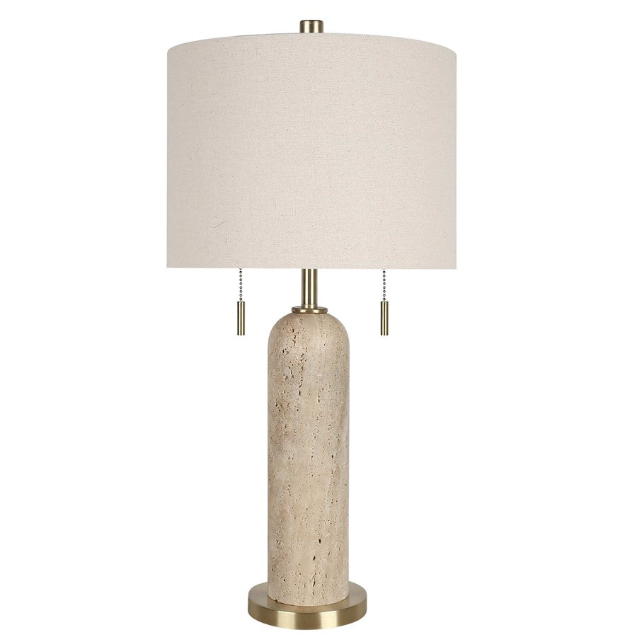 Classy Living Travertine Elegance 2Lt Lamp/Set of 2, Natural/Cream