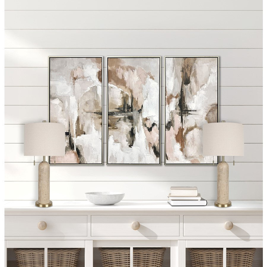 Classy Living Travertine Elegance 2Lt Lamp/Set of 2, Natural/Cream