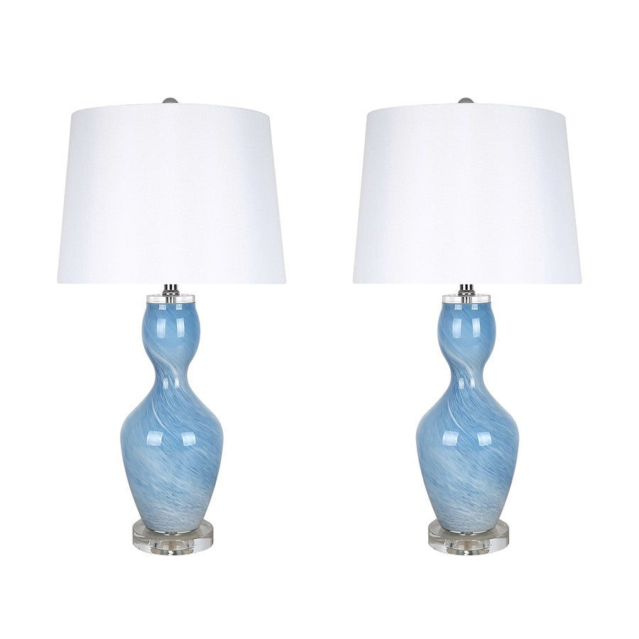 Classy Living Azure Elegance 1Lt Table Lamp/Set of 2, Blue, Wht/Wht - DS-ECL3286