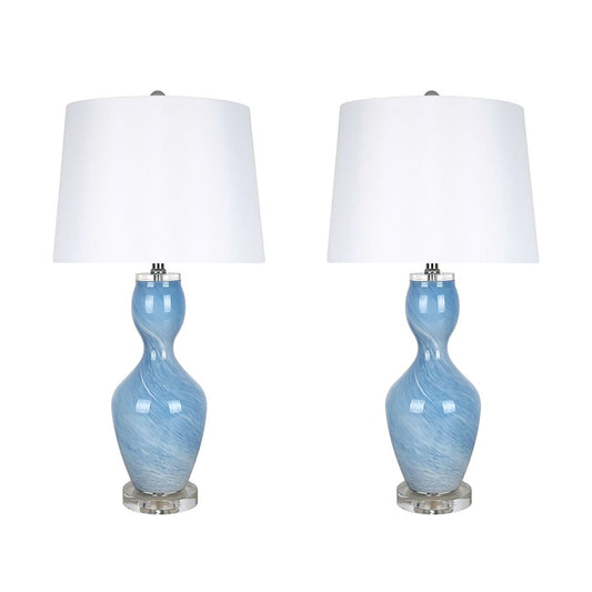 Classy Living Azure Elegance 1Lt Table Lamp/Set of 2, Blue, Wht/Wht - DS-ECL3286