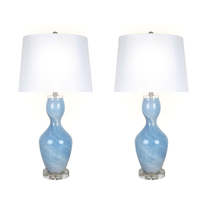 Classy Living Azure Elegance 1Lt Table Lamp/Set of 2, Blue, White/White