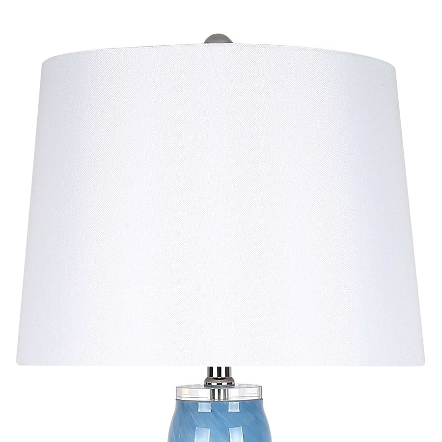 Classy Living Azure Elegance 1Lt Table Lamp/Set of 2, Blue, White/White