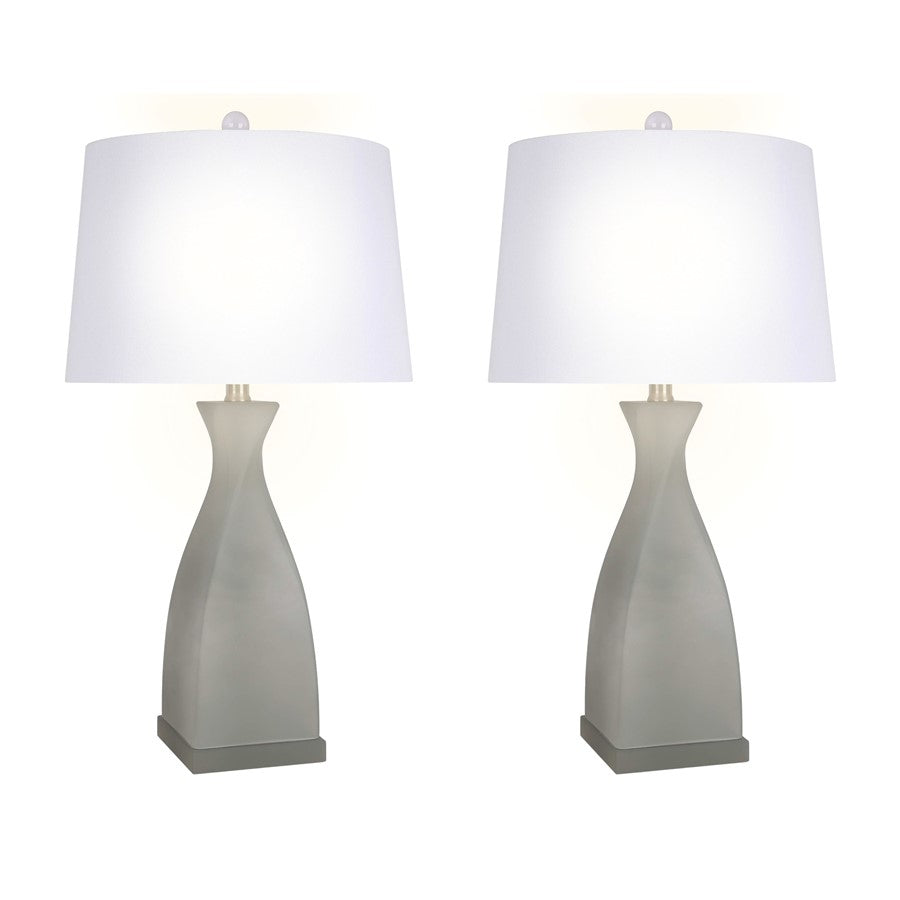 Classy Living Sage Elegance Art Glass Table Lamp/Set of 2, Sage/White