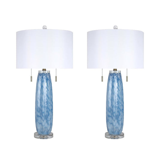 Classy Living Azure Drift 2Lt Table Lamp/Set of 2, Blue, Wht/Wht - DS-ECL3290