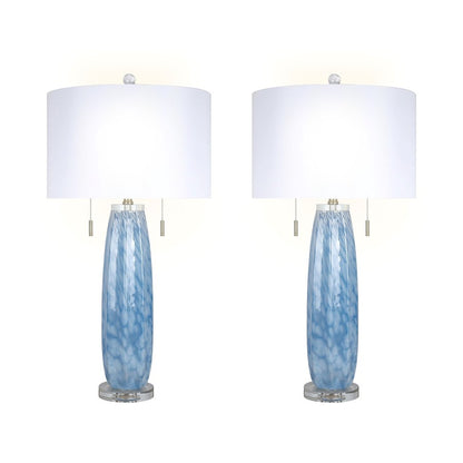 Classy Living Azure Drift 2Lt Table Lamp/Set of 2, Blue, White/White