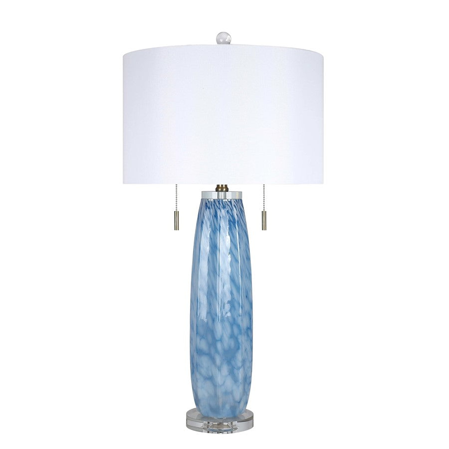 Classy Living Azure Drift 2Lt Table Lamp/Set of 2, Blue, White/White