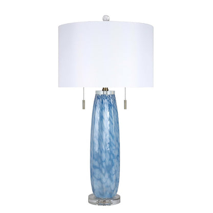 Classy Living Azure Drift 2Lt Table Lamp/Set of 2, Blue, White/White