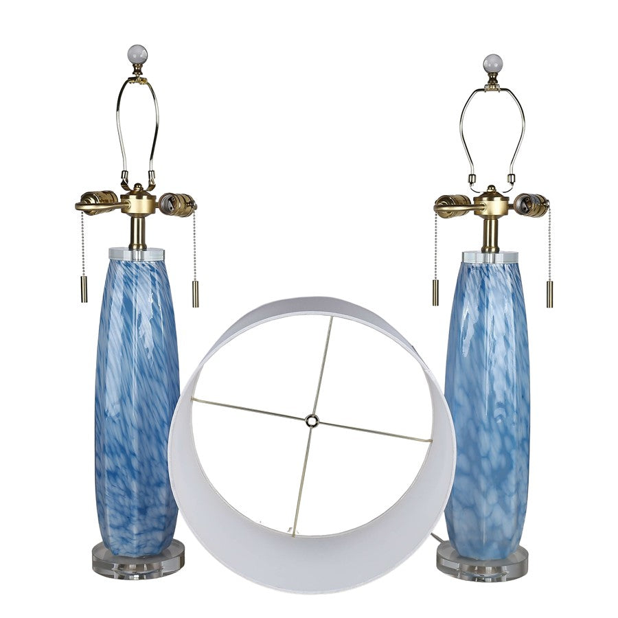 Classy Living Azure Drift 2Lt Table Lamp/Set of 2, Blue, White/White