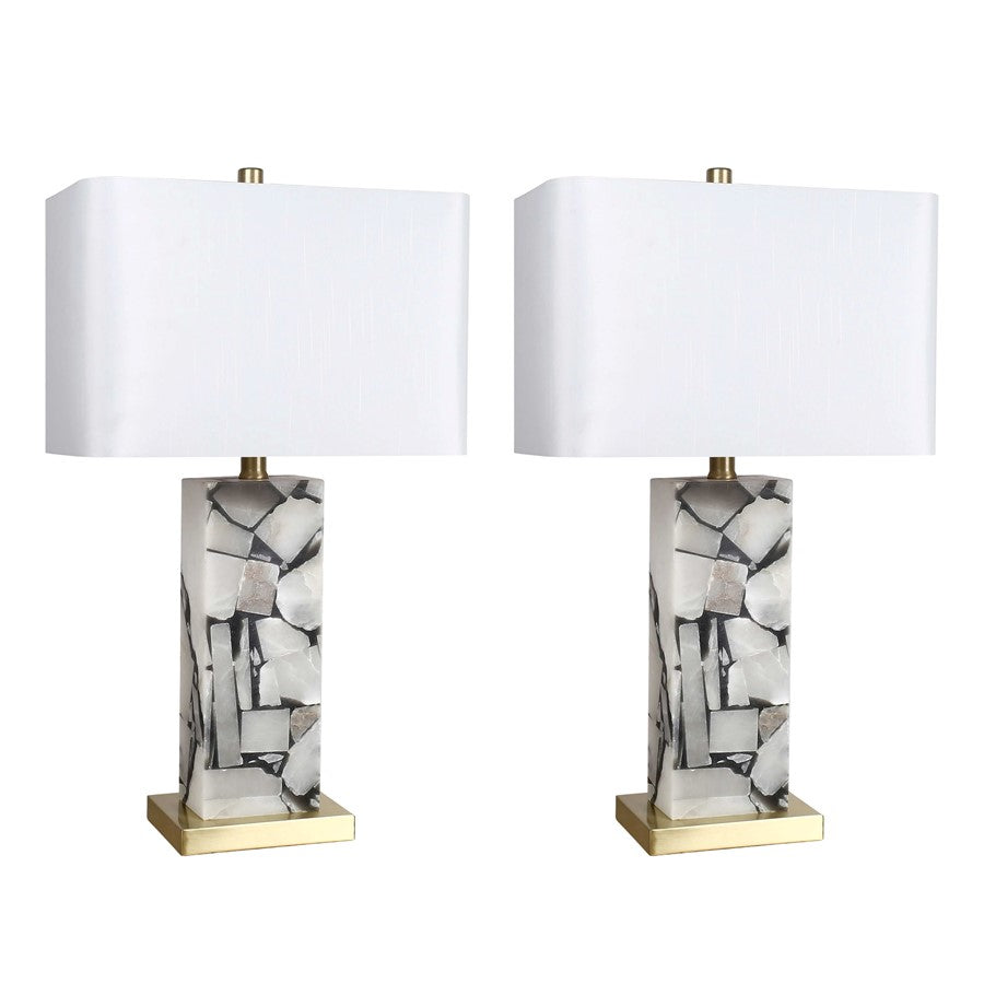 Classy Living Alabaster Mosaic 1Lt Table Lamp/Set of 2, Natural/Wht - DS-ECL3292