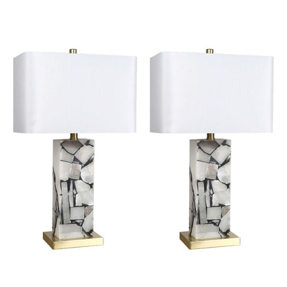 Classy Living Alabaster Mosaic 1Lt Table Lamp/Set of 2, Natural/Wht - DS-ECL3292