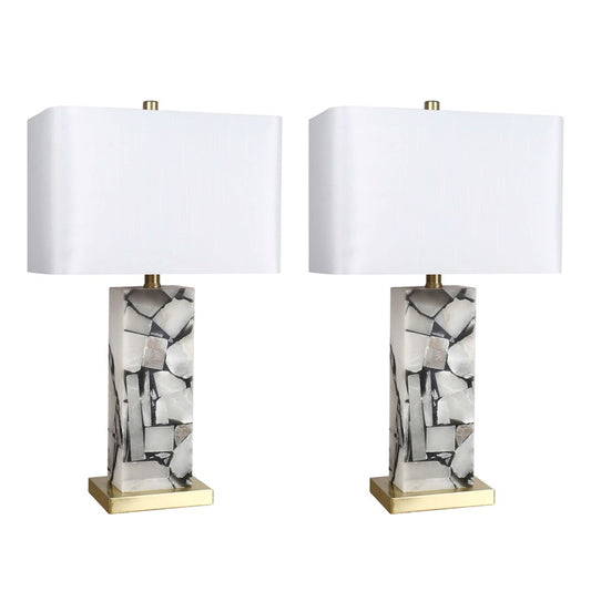 Classy Living Alabaster Mosaic 1Lt Table Lamp/Set of 2, Natural/Wht - DS-ECL3292