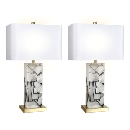 Classy Living Alabaster Mosaic 1Lt Table Lamp/Set of 2, Natural/White