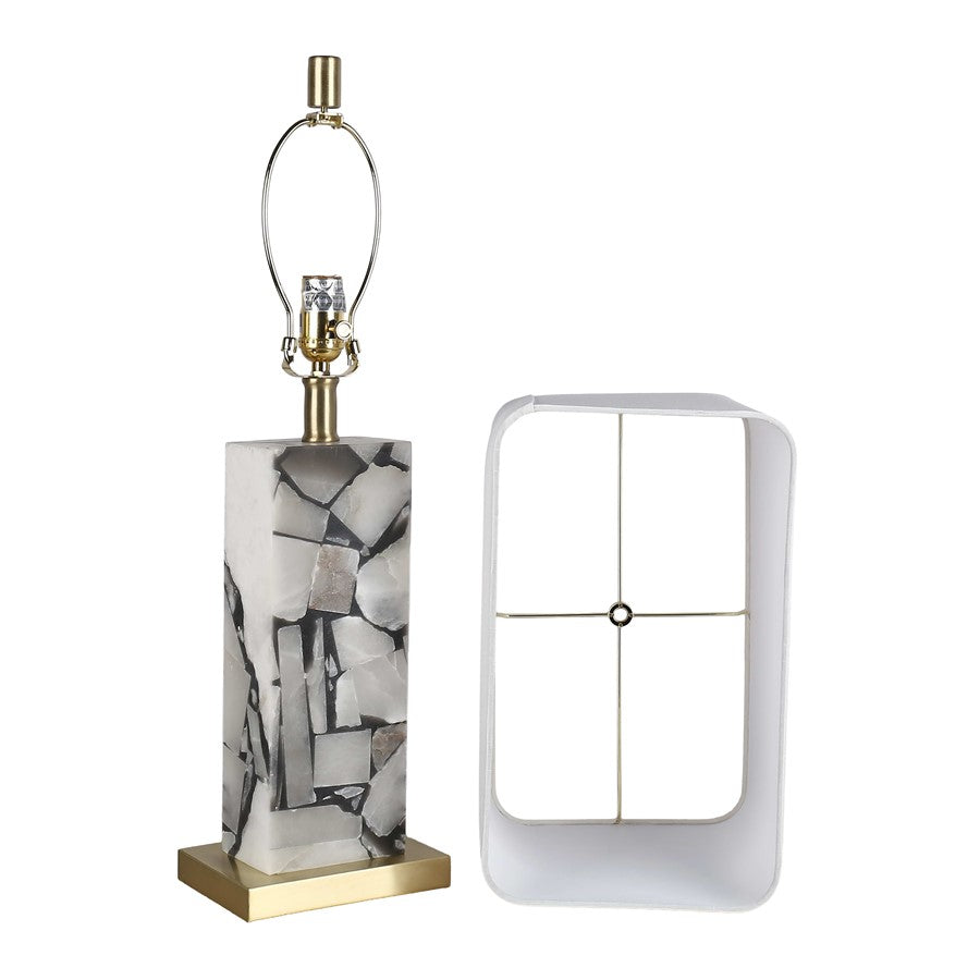 Classy Living Alabaster Mosaic 1Lt Table Lamp/Set of 2, Natural/White