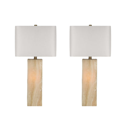 Classy Living Luminous Alabaster Lamp & Night Light Set, Natural - DS-ECL3294