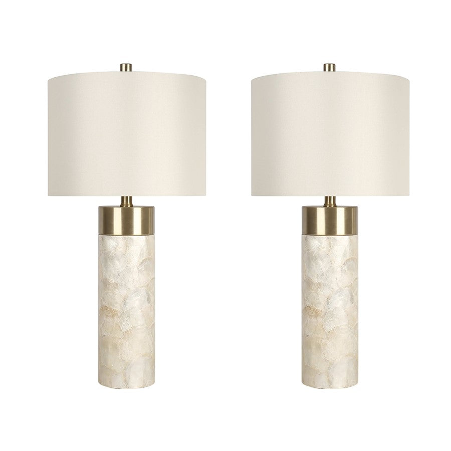 Classy Living Luminous Shell Table Lamp/Set of 2, Natural/Off Wht - DS-ECL3296