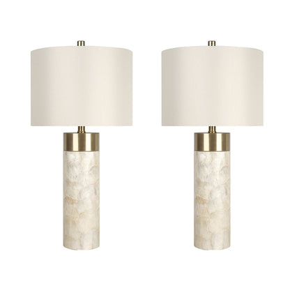 Classy Living Luminous Shell Table Lamp/Set of 2, Natural/Off Wht - DS-ECL3296