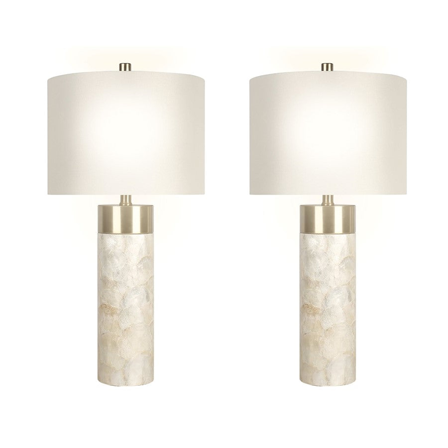 Classy Living Luminous Shell Table Lamp/Set of 2, Natural/Off White