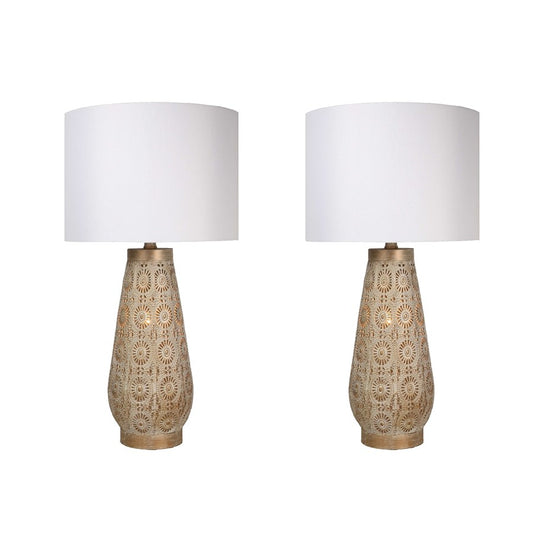 Classy Living Celestial Carve Laser Cut Lamp & Night Light Set, Tan - DS-ECL3298