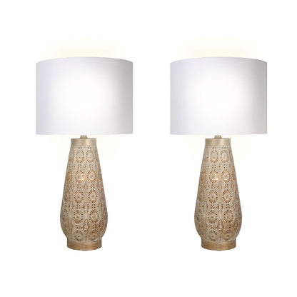 Classy Living Celestial Carve Laser Cut Lamp & Night Light Set, Tan
