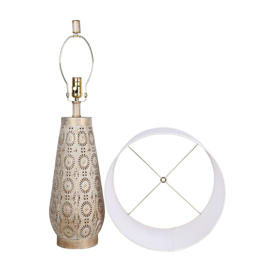 Classy Living Celestial Carve Laser Cut Lamp & Night Light Set, Tan