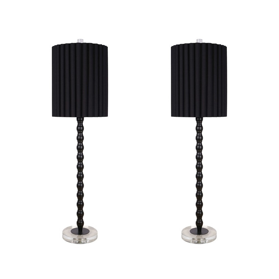 Classy Living Obsidian Elegance Table Lamp/Set of 2, Black/Black - DS-ECL3300