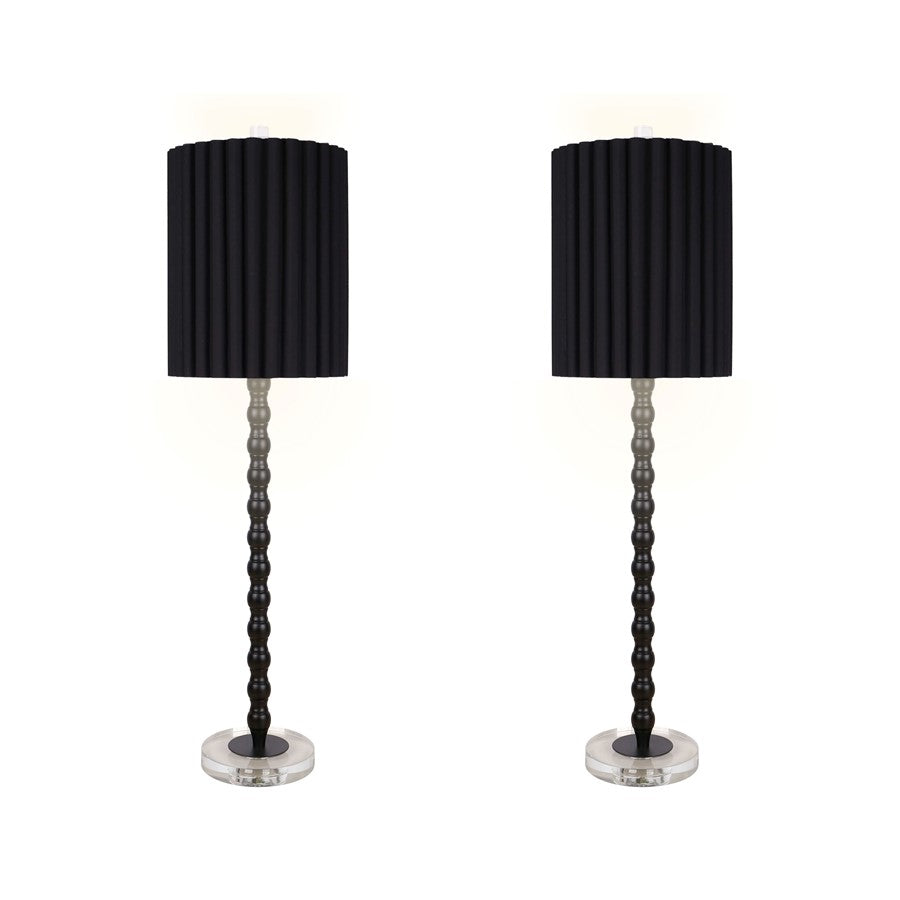 Classy Living Obsidian Elegance Table Lamp/Set of 2, Black/Black