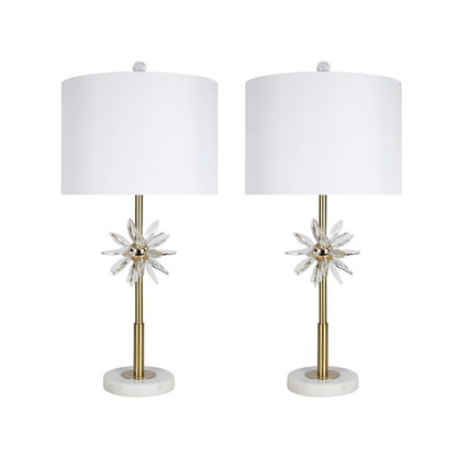 Classy Living Crystal Bloom 1Lt Table Lamp/Set of 2, Gld/Wht - DS-ECL3302