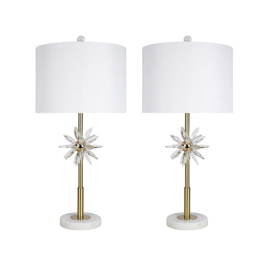 Classy Living Crystal Bloom 1Lt Table Lamp/Set of 2, Gld/Wht - DS-ECL3302