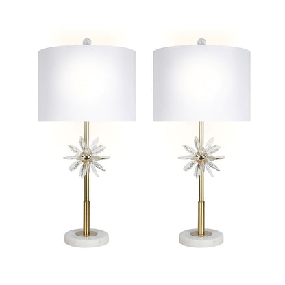 Classy Living Crystal Bloom 1Lt Table Lamp/Set of 2, Gold/White