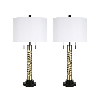 Classy Living Twist Elegance 2Lt Table Lamp/Set of 2, Blk, Gld/Wht - DS-ECL3304
