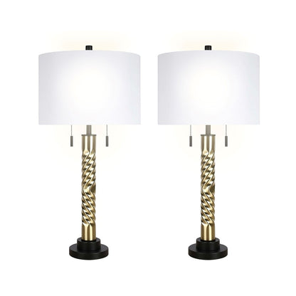 Classy Living Twist Elegance 2Lt Table Lamp/Set of 2, Black, Gold/White