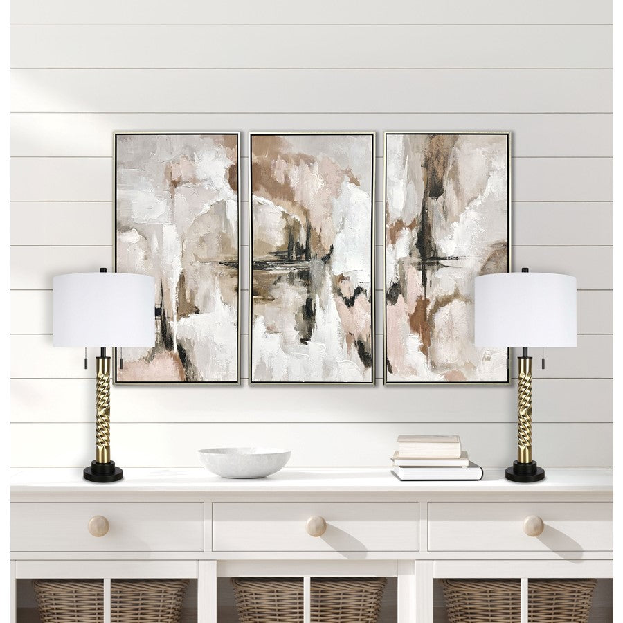 Classy Living Twist Elegance 2Lt Table Lamp/Set of 2, Black, Gold/White