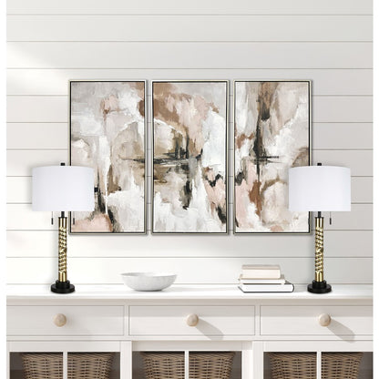 Classy Living Twist Elegance 2Lt Table Lamp/Set of 2, Black, Gold/White