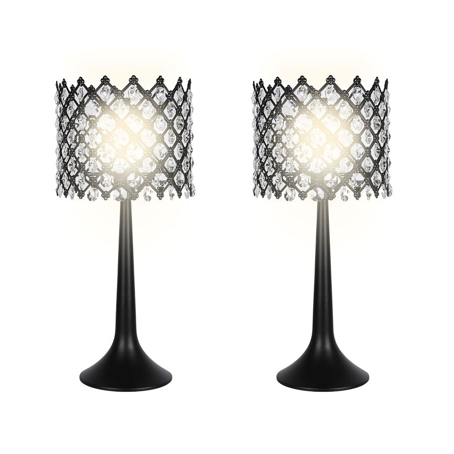 Classy Living Crystal Lattice Radiance Table Lamp/Set of 2, Black/Clear