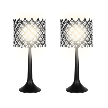 Classy Living Crystal Lattice Radiance Table Lamp/Set of 2, Black/Clear