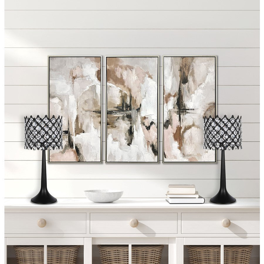 Classy Living Crystal Lattice Radiance Table Lamp/Set of 2, Black/Clear